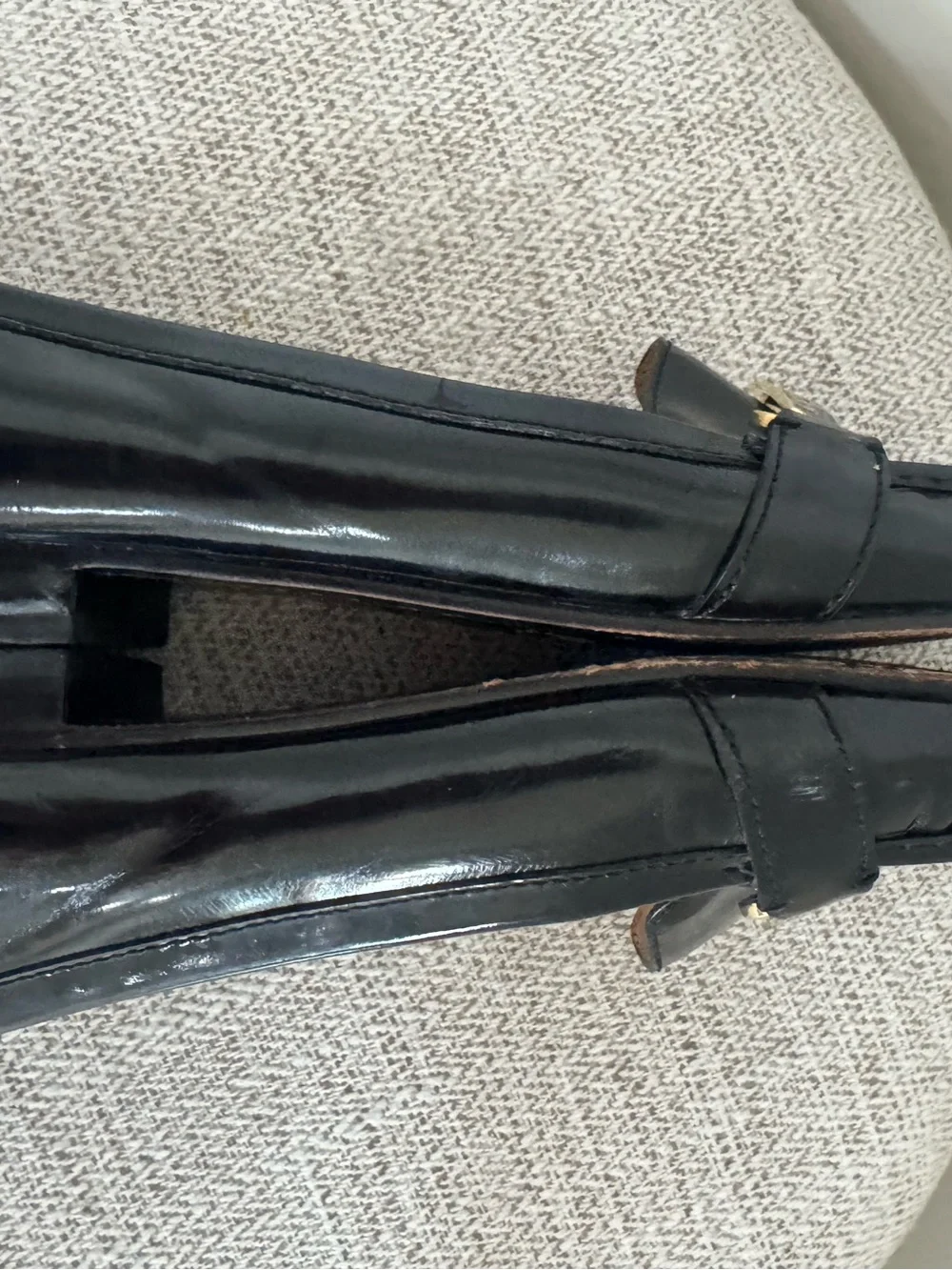 Coach Black Leather Slip-On Loafers with Gold Horsebit 8.5 B Estee